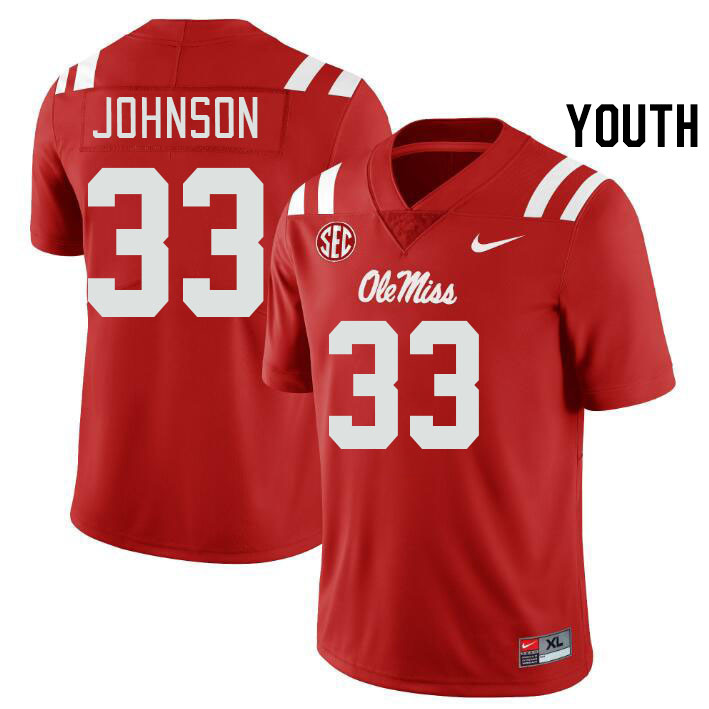 Youth #33 Antione Johnson Ole Miss Rebels College Football Jerseys Stitched Sale-Red
